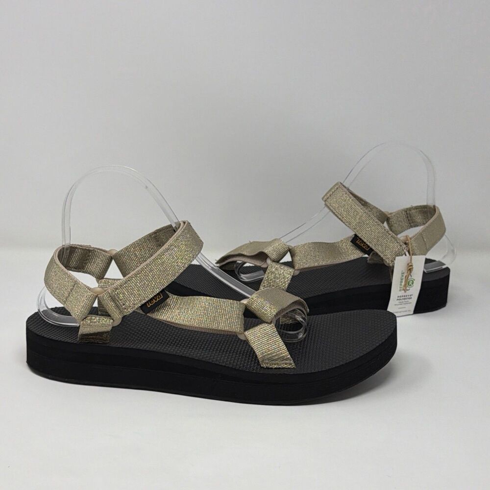 Teva Midform Universal Metallic Cream Platform Sandals Womens 11 STORE MODEL